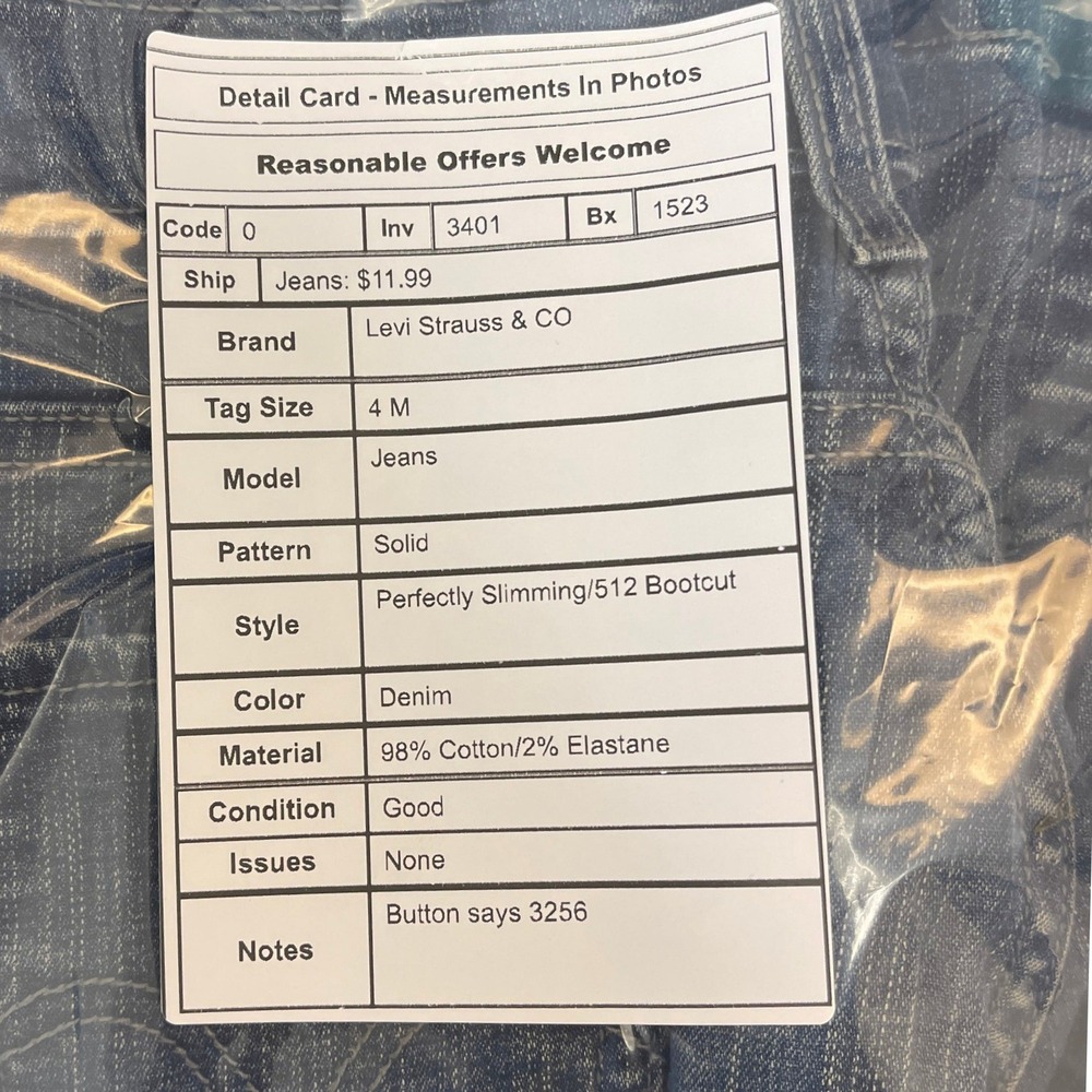 Levi's 512 Perfectly Slimming Bootcut Jeans Women Size 4M Blue Denim Stretch - Picture 3 of 13